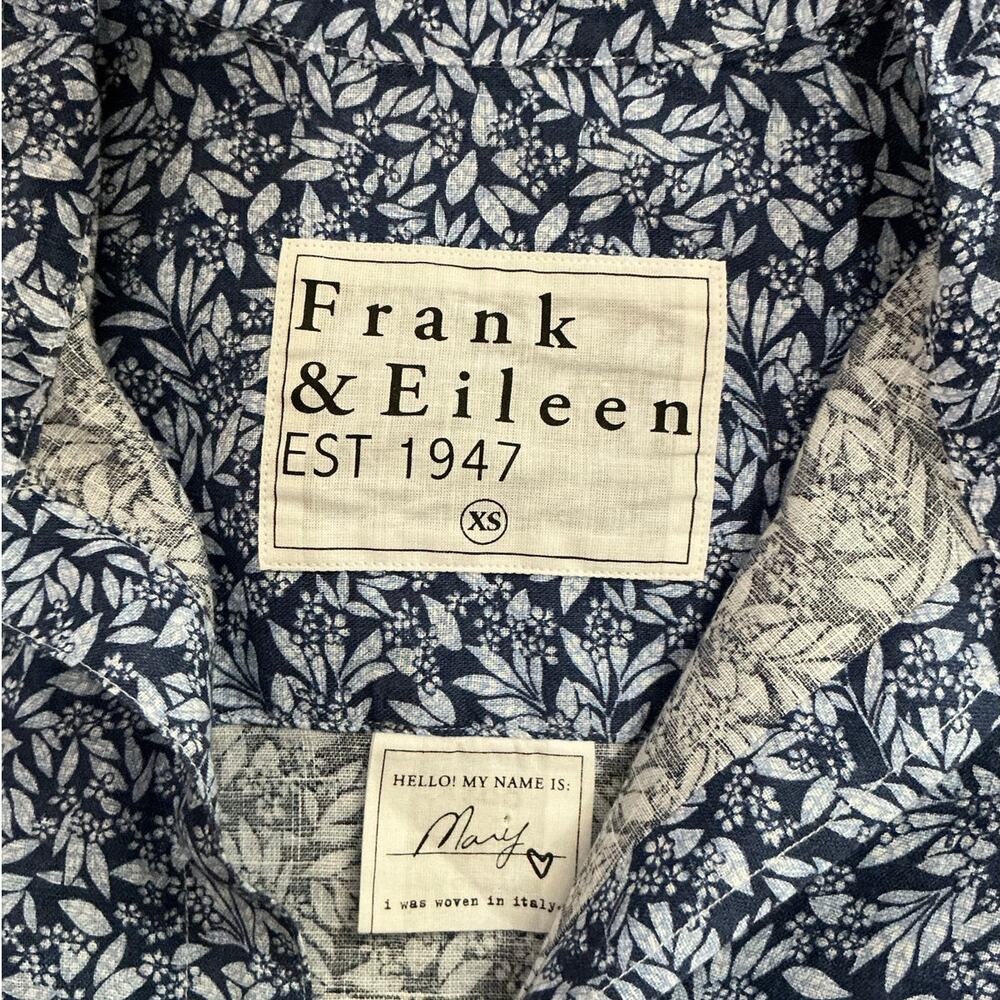 Frank & Eileen Mary Classic Shirtdress Italian Linen Blue Floral Size‎ XS - Picture 8 of 12
